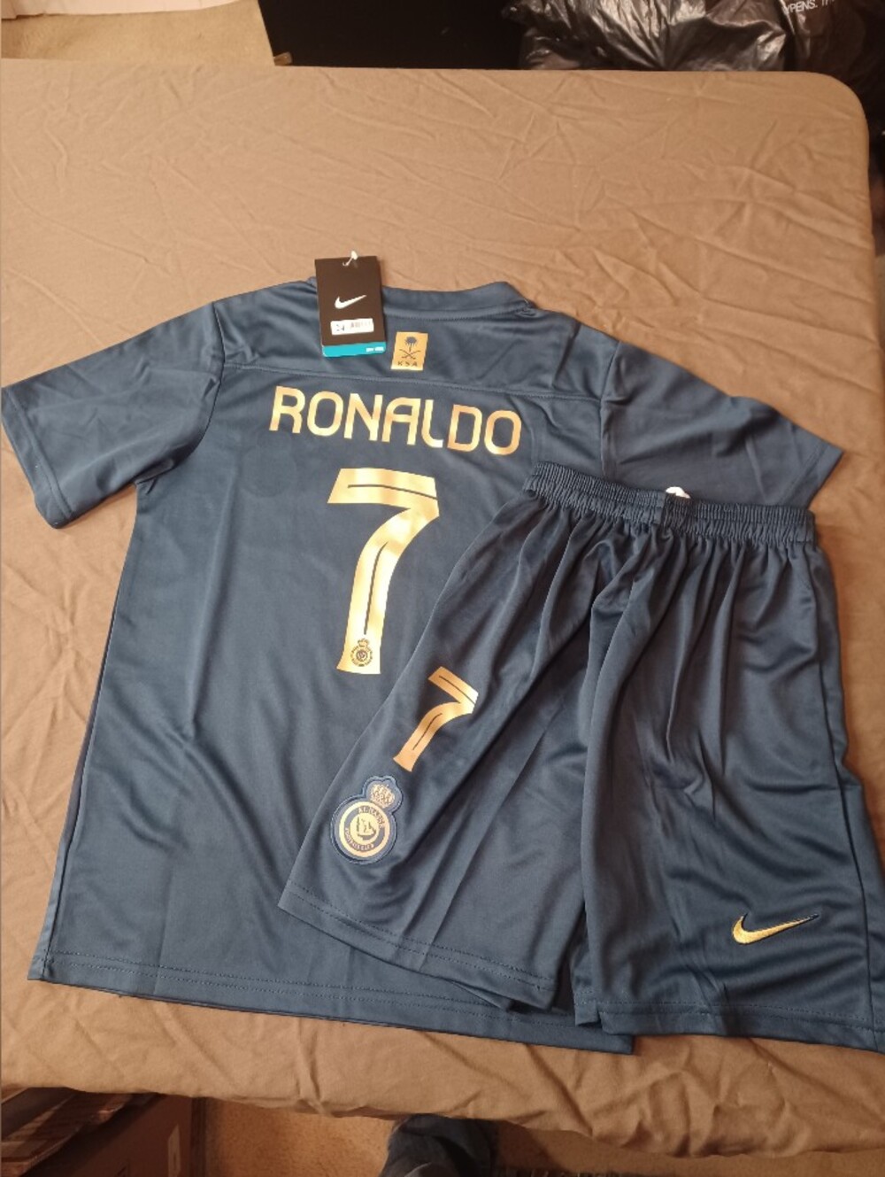 Al Nassr soccer club home uniform set of jersey and short Nike Navy Blue